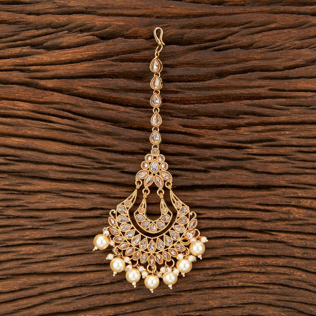 Maang Tikka, Polki, Gold Plated Brass Indian Jewelry, Pakistani Jewelry
