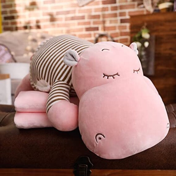 Hippo Stuffed Animal Toy Super Soft Large Plush 3 in 1 Cushion