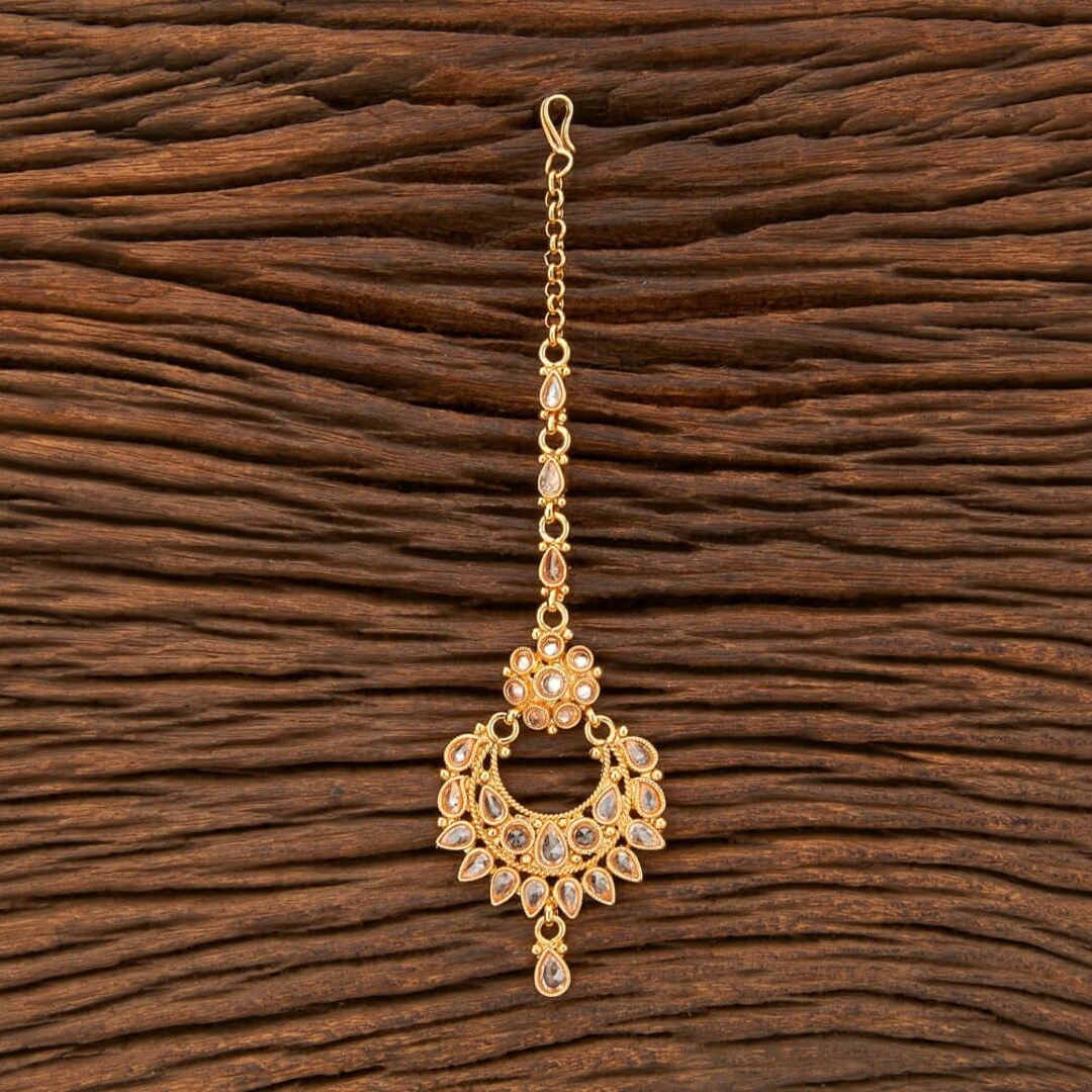 Maang Tikka, Polki, Gold Plated Brass Indian Jewelry, Pakistani Jewelry