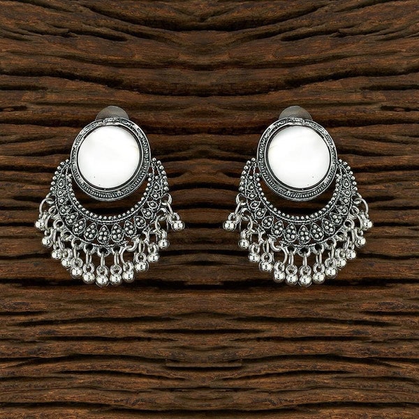 Earrings, jhumkas, Indian earrings, oxidized brass Bohemian earrings, Indian jewelry oxidized bohemian jewelry, German Silver mirror earring