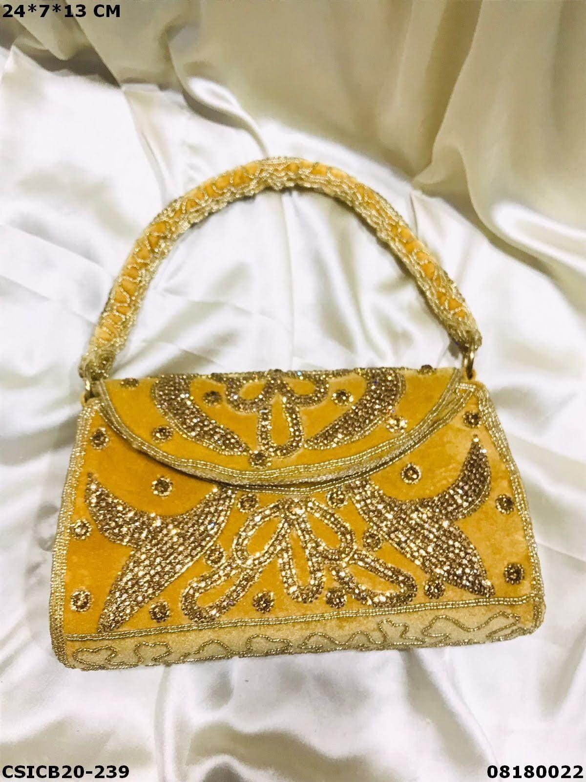 Handcrafted Indian Wedding golden Clutch For Ethnic bridal look party bag |  eBay
