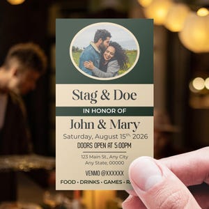 Editable Stag and Doe Ticket Template: Photo Keepsake, Printable Canva Design (Digital Download)