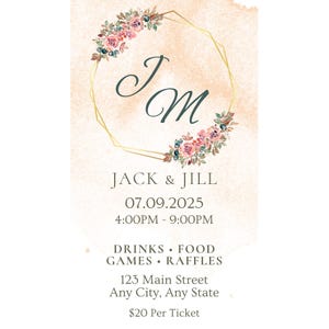 Jack and Jill Ticket Template – Elegant Design – Editable Canva File – Buck and Doe / Stag and Doe Invite – Printable Digital Download
