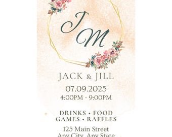 Plantilla de boleto floral para Jack and Jill: Invitación editable para Stag and Dog en Canva