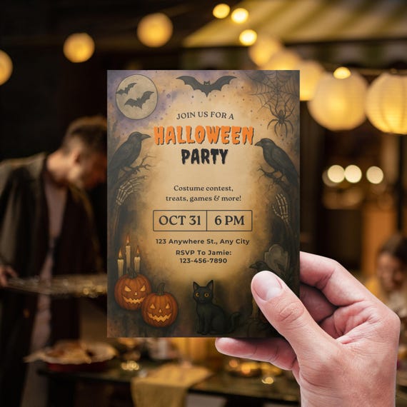 Gothic Halloween Party Invitation: Spooky Halloween Invite (Canva PDF Download)