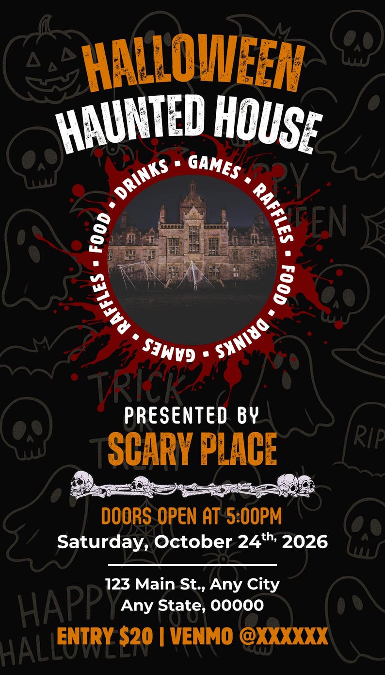 Scary Raffle Halloween Fundraiser Ticket Template: Spooky Event Invite (digital ...