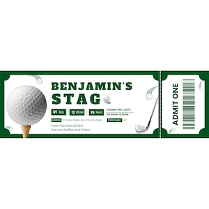Golf Stag Party Einladung - Bearbeitbare Canva Vorlage | Digitaler Download | Druckbare Party einladen