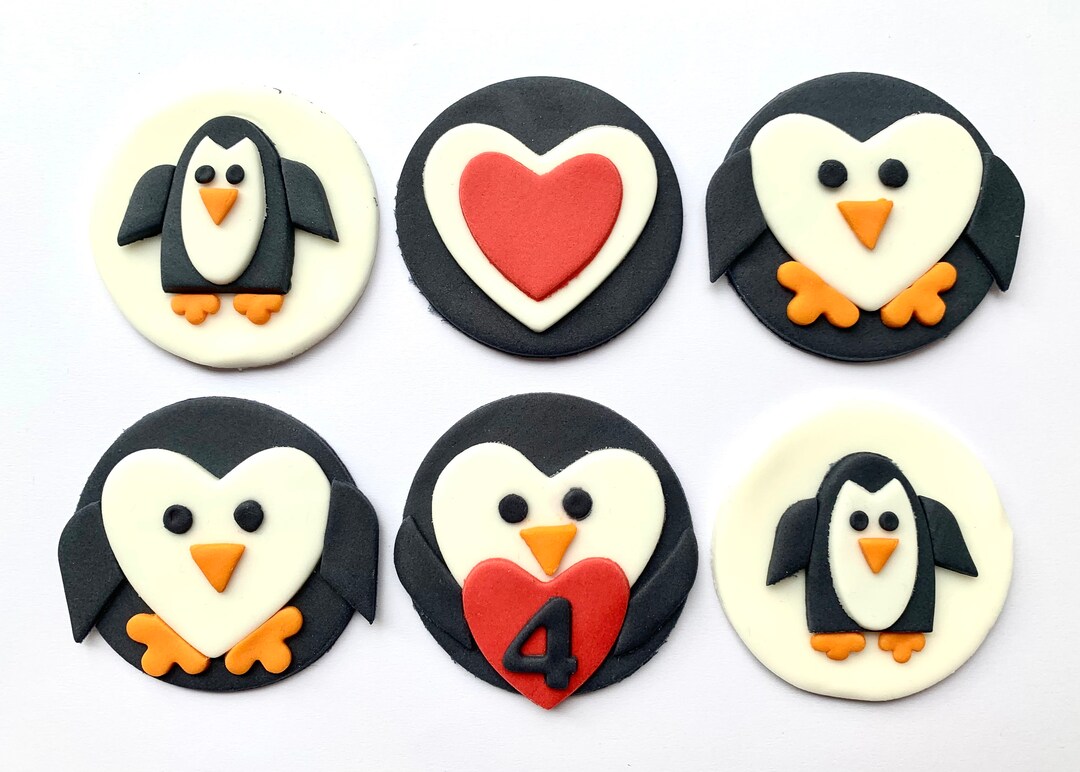 Penguin Cake Topper Birthday Cake Topper Valentine Cake - Etsy UK