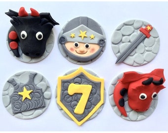 Knight Cake Topper, Dragons Cake Topper, Handmade Edible Cake Toppers