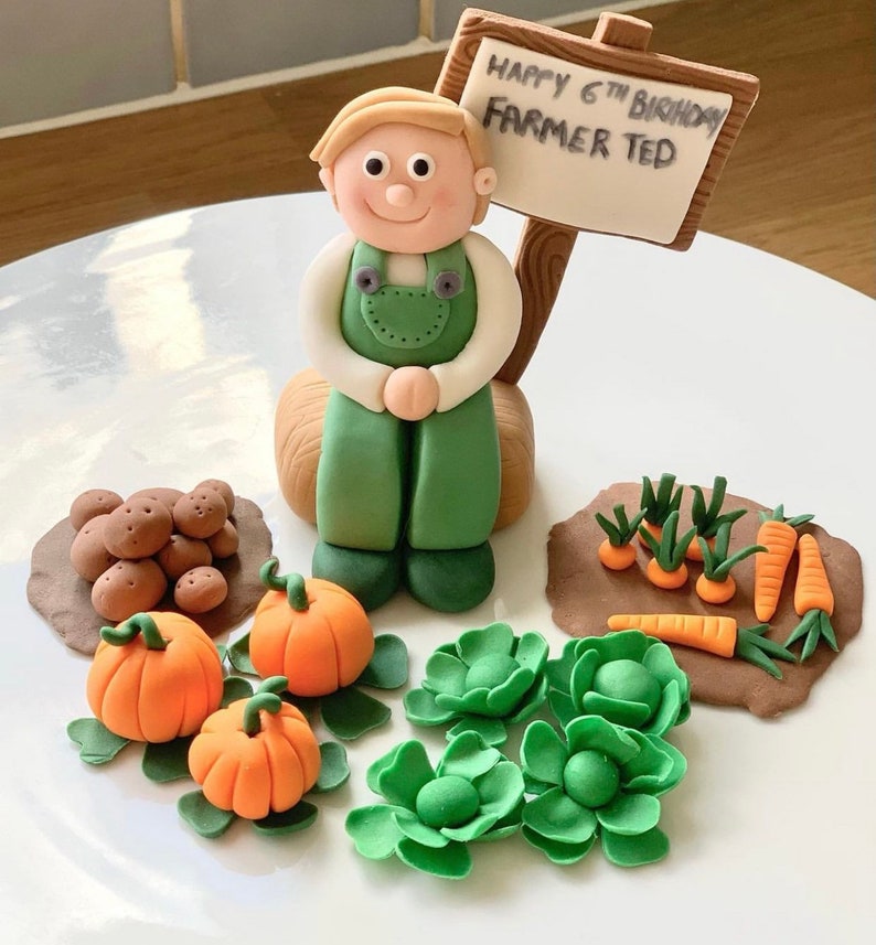 Farm Cake Topper Farmer Cake Topper Vegetable Patch Cake Etsy UK