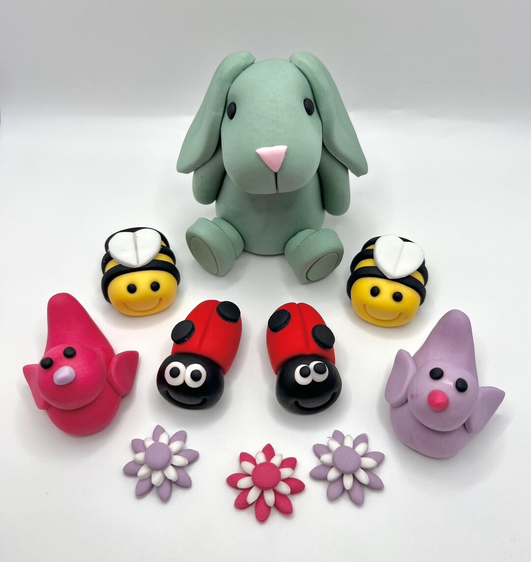 Rabbit Topper Rabbit Cake Topper, Bunny Cake Topper, Woodland Cake Topper, Fondant ...