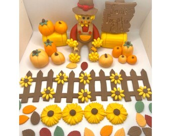 Scarecrow cake topper, Farm Cake Topper, Farming Cake Topper, Autumn Cake Topper, Handmade Edible Cake Topper