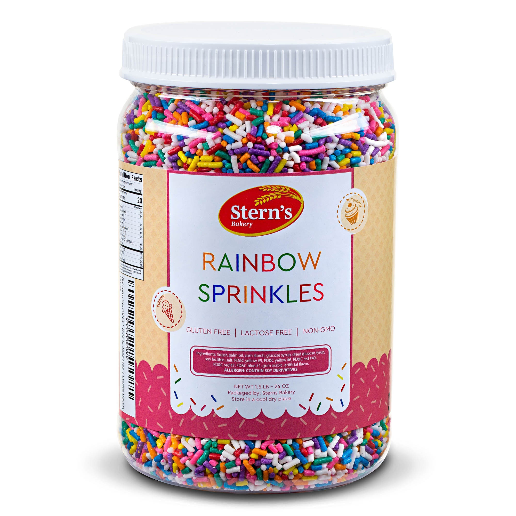 Sterns Bakeryrainbow Sprinkles Bulk Jimmies 1.5 LB Container Spoon