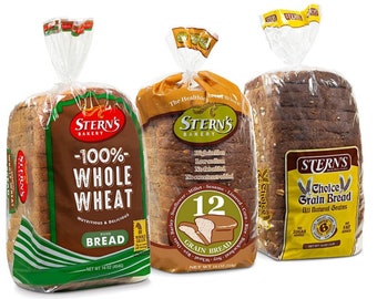 Whole Grain Bread | 3 Flavor Variety Bundle (1) 12 Grain Bread (1) 6 Grain Bread (1) 100% Whole Wheat Bread | 16 oz per Loaf -Stern's Bakery