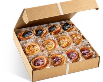 Fruit Danish Pastries | Holiday Corporate Food Gift box | 12 Individually Wrapped MINI ASSORTED Fruit Filled Cinnamon Buns | Stern’s Bakery