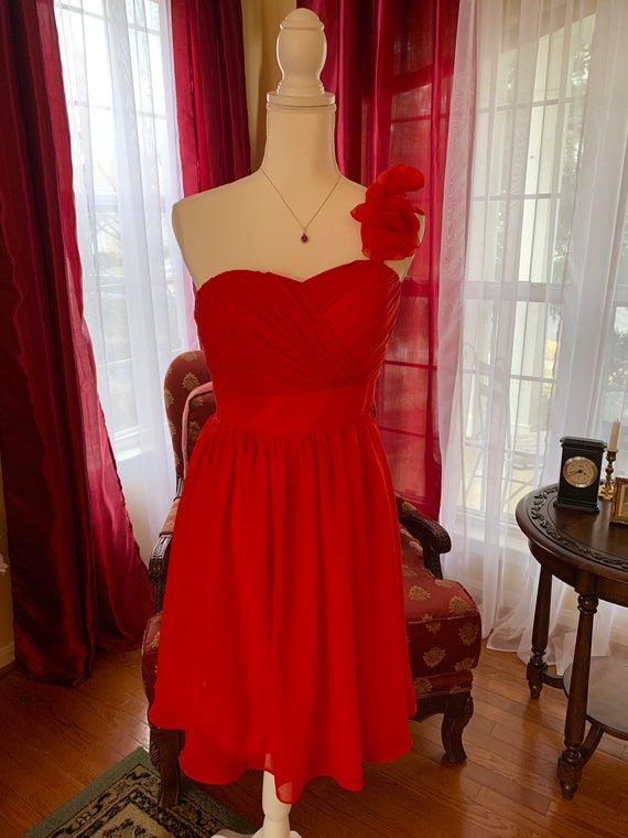 Red One Shoulder Party Sequin Dress