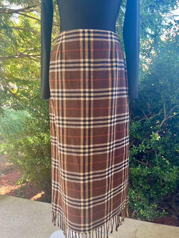 Vintage 90s Worthington Plaid Straight Fringe Max… - image 2