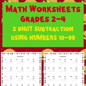 Subtraction Printable Worksheets. 1st to 4th Grade Math - Etsy