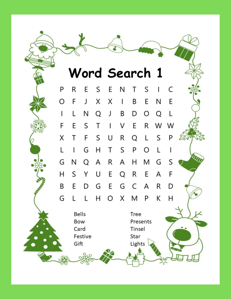 Printable Christmas Word Search Puzzles &amp; Solutions - Etsy