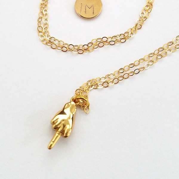 The Perfect 3D Middle Finger Necklace in Gold or Silver Finish