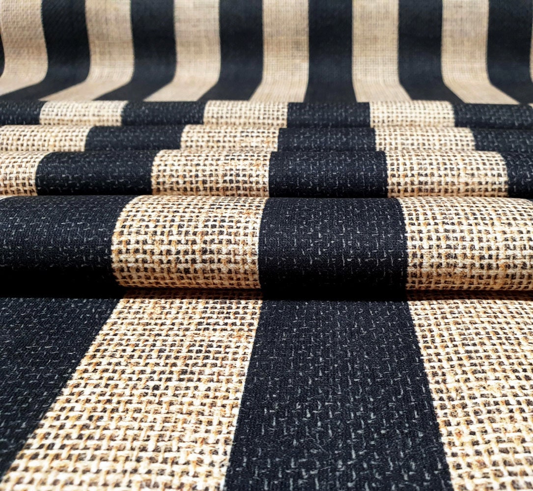 Striped Upholstery Fabric, Velvet Look Fabric by Yard, Boho Fabric