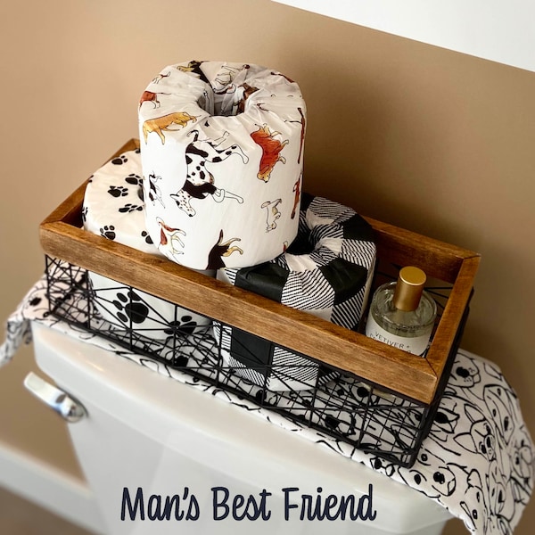 Toilet Paper Storage, Toilet Paper Cover, Toilet Paper Holder, Bathroom Accessory, Dog, Puppy Paws, Bathroom Decor, Man's Best Friend, TPTux