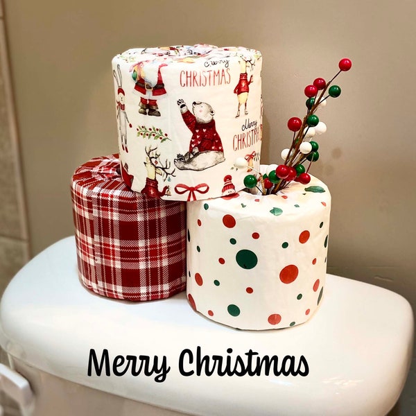 Toilet Paper Storage, Toilet Paper Cover, Toilet Paper Holder, Bathroom Accessory, Christmas Decor, Santa, Gift For Her, TPTux