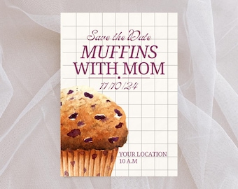 Custom Muffins With Mom Invitation, Aesthetic Invitation, Muffins With Mom, Mother's Day, Printable Canva Invite, Digital Download