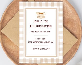 Custom Friendsgiving Invitation, Friendsgiving Invite, Thanksgiving, Aesthetic Invite, Printable Canva Invite, Digital Download