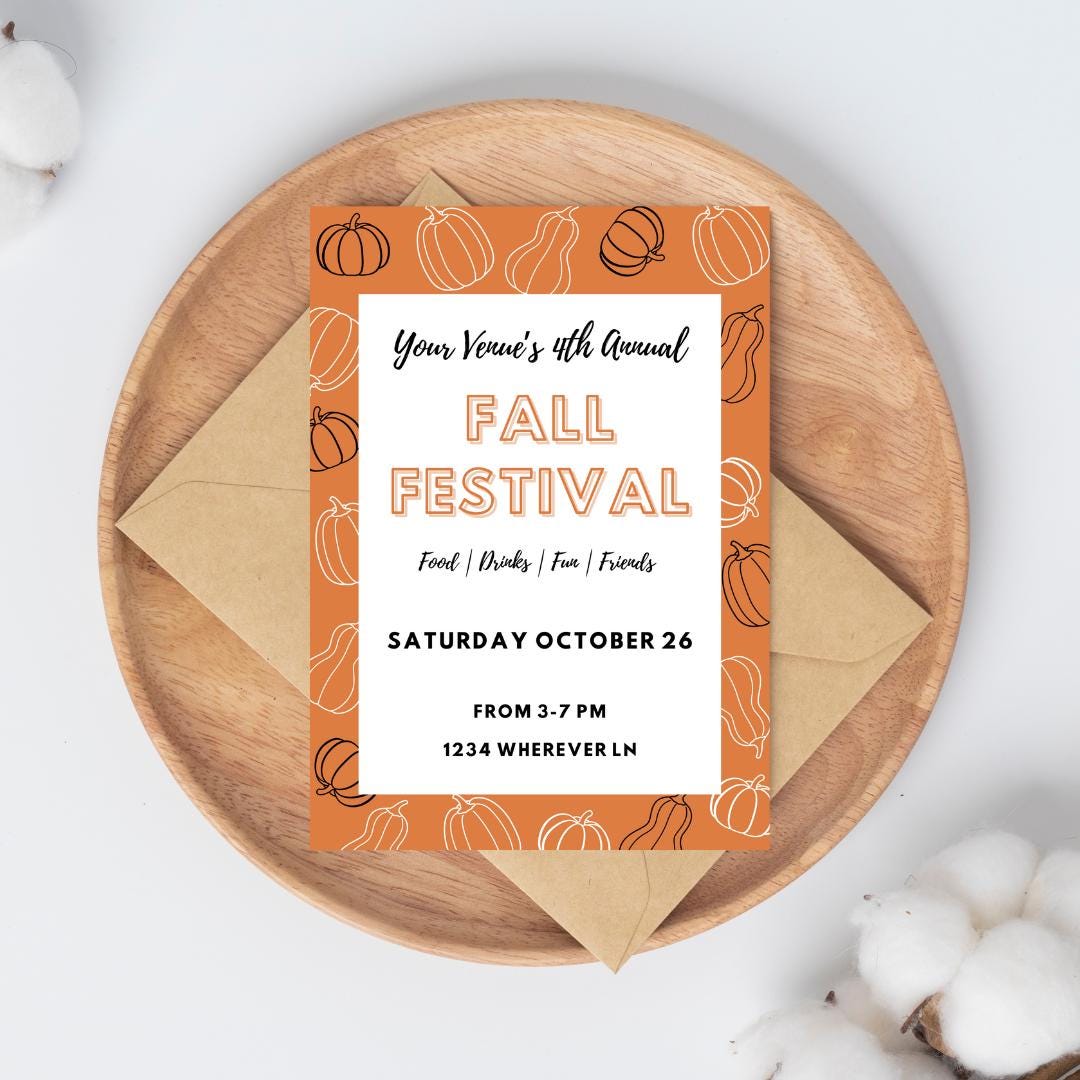 Custom Fall Festival Invitation, Fall Festival, Aesthetic, Autumn, Fall ...