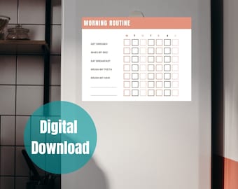 Tabla de rutina matutina para niños / Lista de verificación diaria (Descarga digital)