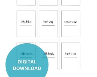 Minimalistische huislabelsbundel | Bijkeuken, keuken, badkamer, kast (digitale download)