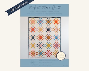 Perfect Place Quilt Pattern, Fat Quarter Quilt Pattern, Scrappy Quilt, Beginner Friendly Modern Quilt, PDF Download