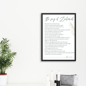 Song of Zechariah Bible Verse Printable Instant Download