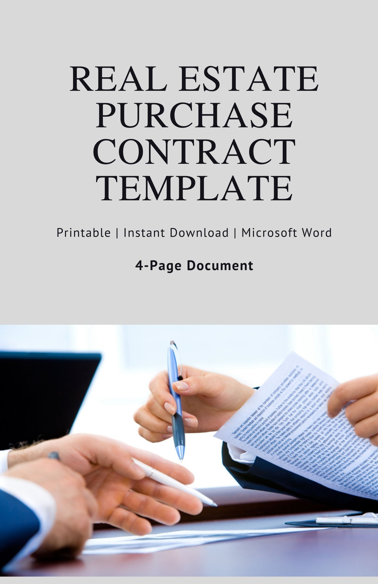 Real Estate Purchase Contract Template Etsy