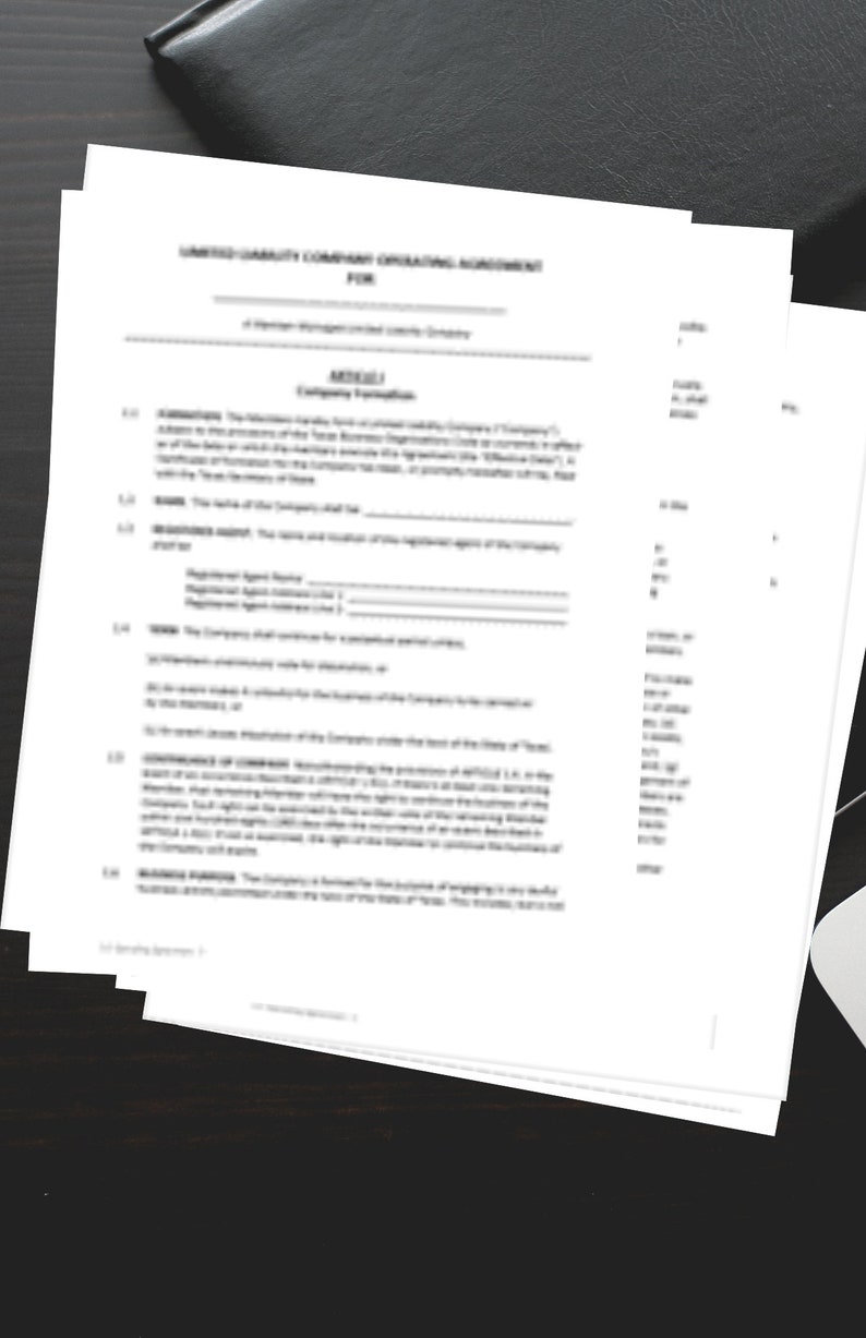 Texas LLC Operating Agreement Template Etsy Texas LLC Operating Agreement Template Etsy
