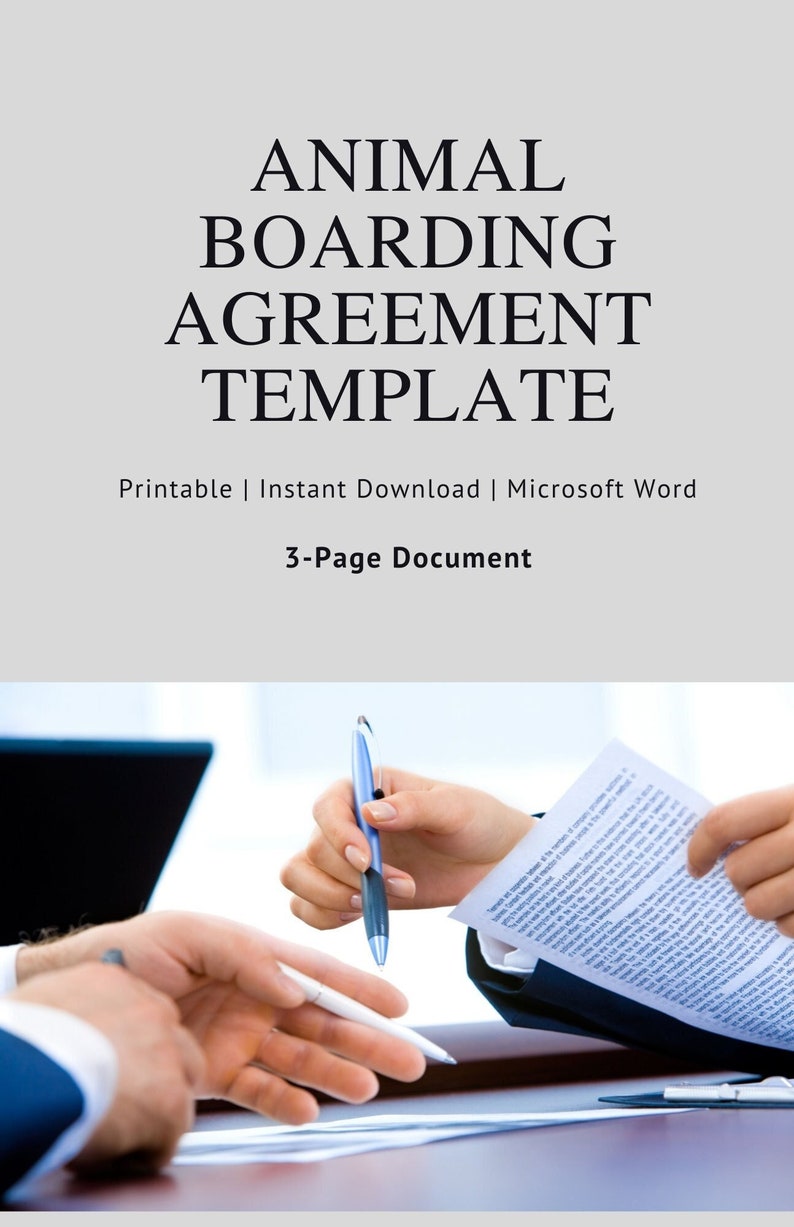 Animal Boarding Agreement Template Etsy