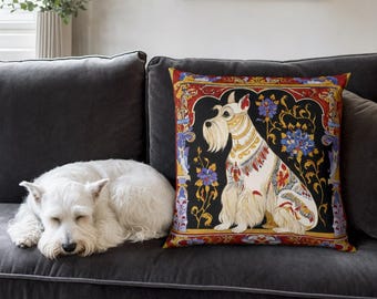 Jewel of the Ivory Court | Velvet Cushion | Pet Portrait Throw Pillow | Home Decor Gift