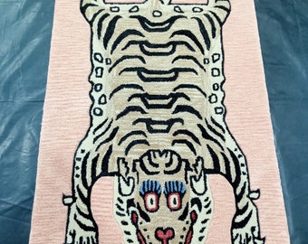Hand Tufted Rug,Ready To Dispatch Rugs,Ready Stock Rug,Tibetan Tiger Rug, In Stock Rug, Size-90 x 150 c.m,3x5 feet,Area Rug.