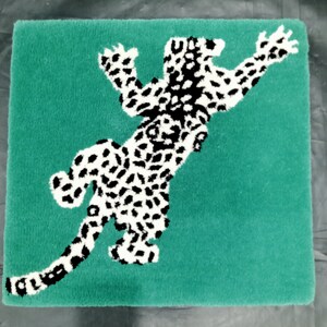 Luxury Leopard Rug,hand Tufted Rug.leopard Print Rug. Green Rug,kids ...