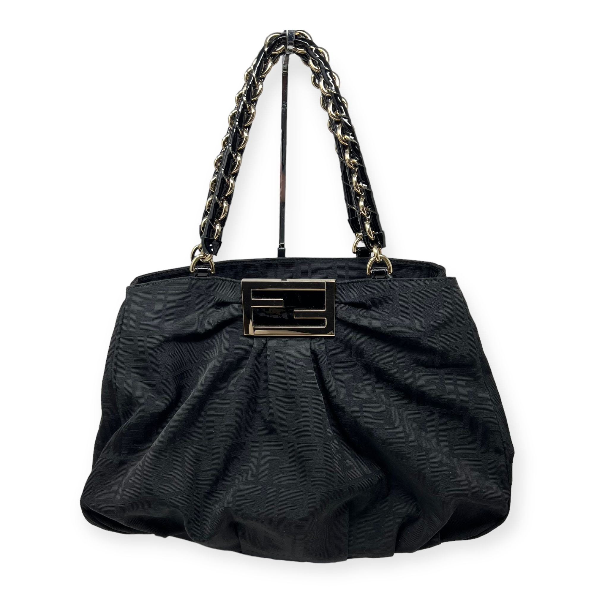 Fendi Large Zucca Schwarz Canvas Monogram Mia Schultertasche Etsy