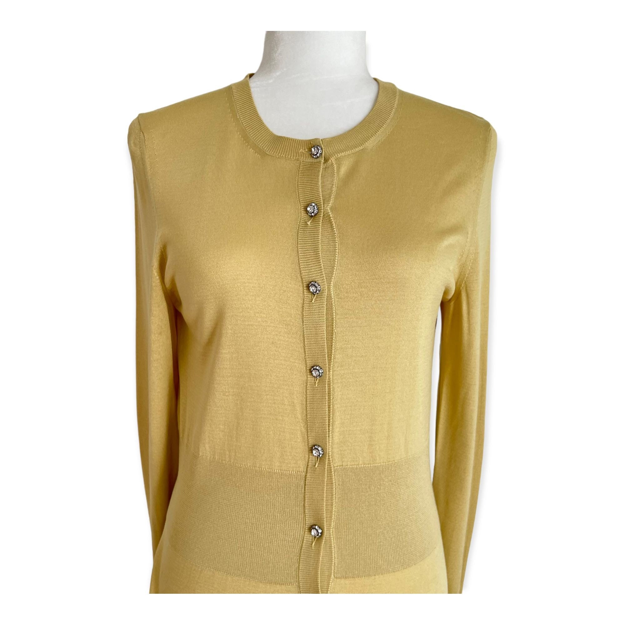 Dolce & Gabbana Mustard Yellow Jewel Button Cardigan Size Large - Etsy