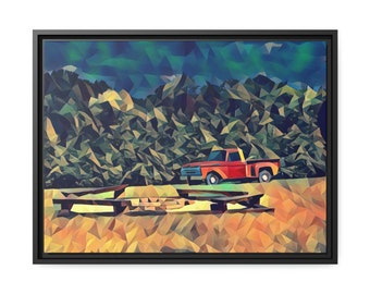 Vintage Truck Print - Matte Canvas, Black Frame