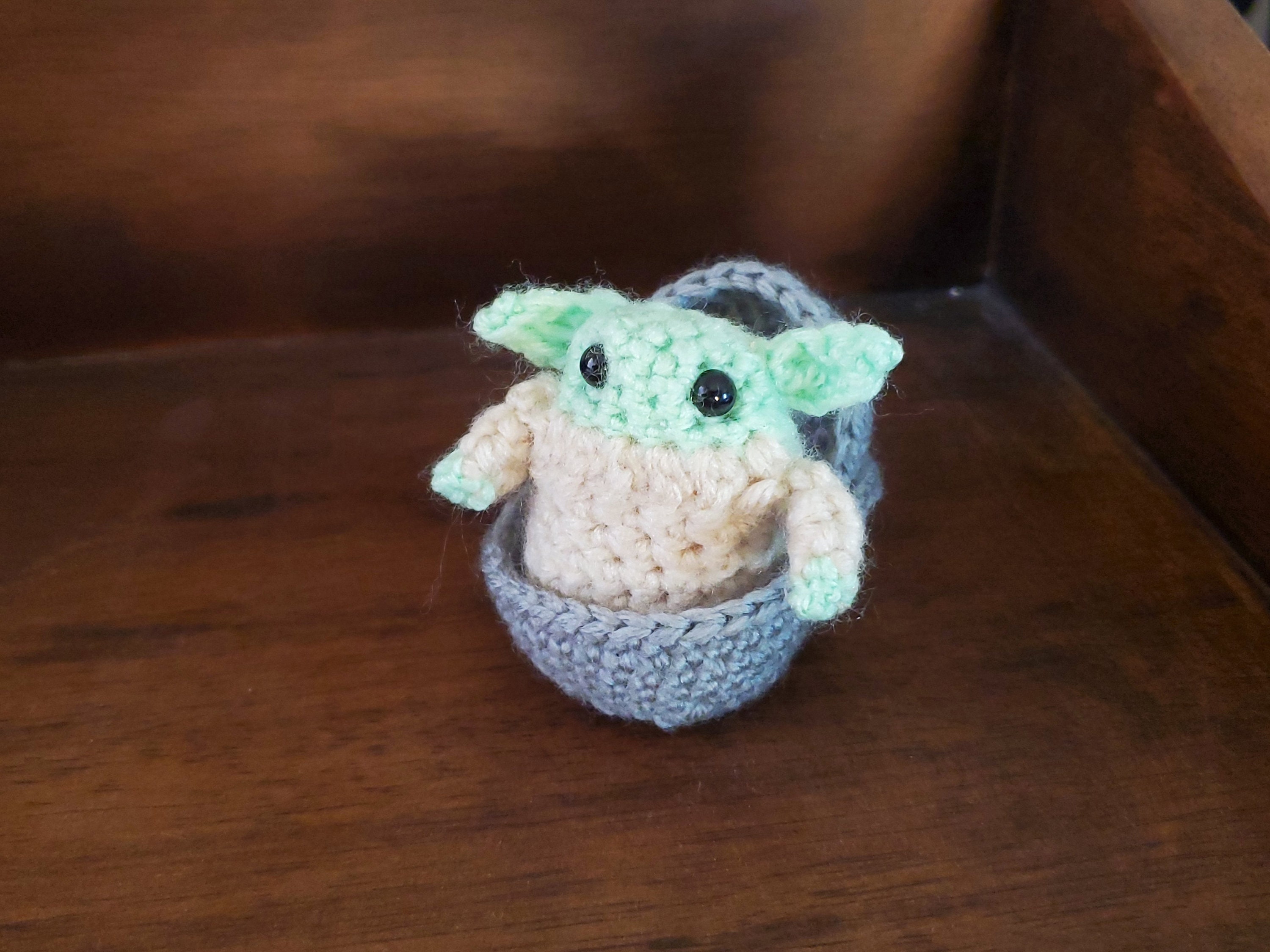 Mini Crocheted Baby Yoda in Floating Pram - Etsy