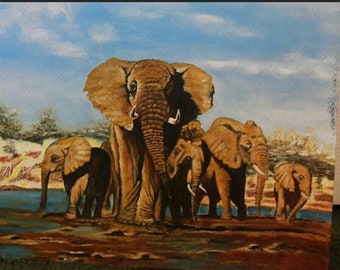 African Elephants Acrylic