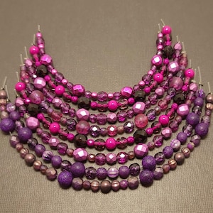 purple magenta mix czech glass beads strands - assorted curated czech bead designs - choose strand