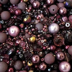 purple bead mix - mystery bead grab bag - large bead lot - 6 oz bag/171 g - destash glass beads sale - bead confetti soup