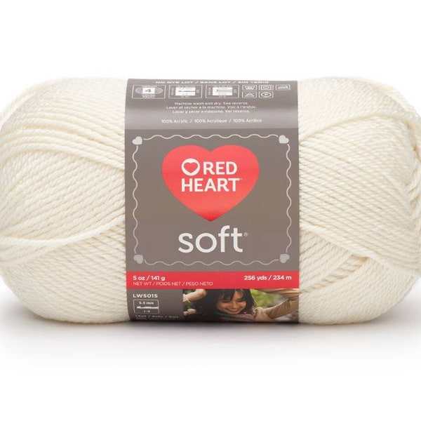 Red Heart Soft Yarn, Color - Off White, Cream, 256 yards, 5oz, Red Heart yarn, US seller