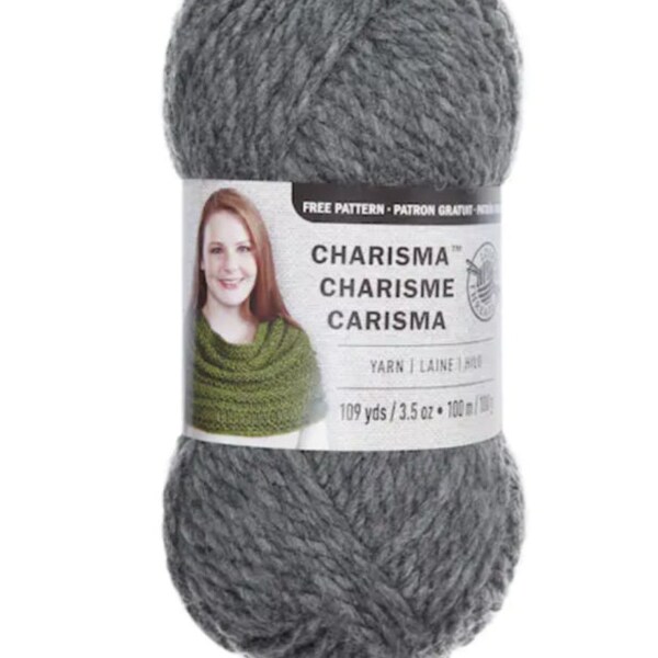 Charisma Yarn, Color - Charcoal, 109 yards, Loops and Threads, Yarnspirations, Loops and Threads yarn, US seller, Charisma yarn