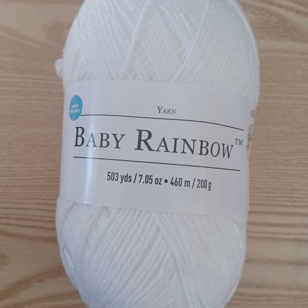 Baby Rainbow Yarn, Color - White, 503 yards, Loops and Threads, Yarnspirations, Loops and Threads yarn, Baby Yarn, US seller